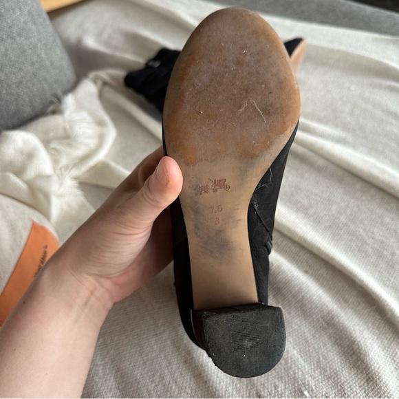 Coach Black Heeled Boots with Buckle Detail - Picture 3 of 7